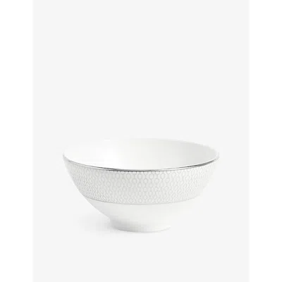 WEDGWOOD GIO PLATINUM GEOMETRIC-PATTERN BONE-CHINA RICE BOWL 12CM