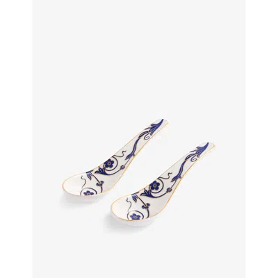 WEDGWOOD RENAISSANCE GOLD BONE-CHINA CHINESE SOUP SPOONS SET OF TWO