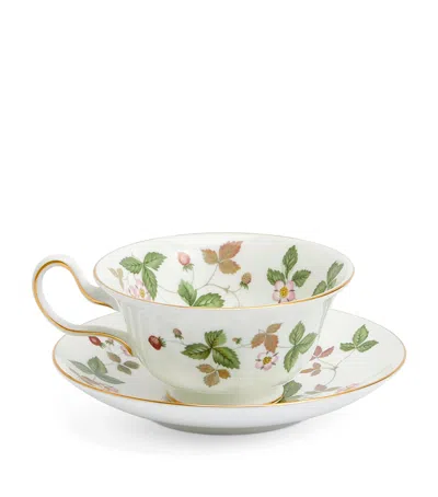 WEDGWOOD WILD STRAWBERRY TEACUP AND SAUCER