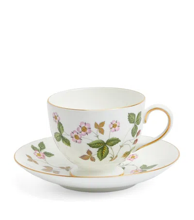 WEDGWOOD WILD STRAWBERRY TEACUP AND SAUCER