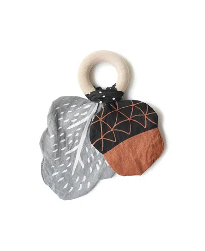 WEE GALLERY CRINKLE TEETHER - ACORN - AGES 3 MONTHS+
