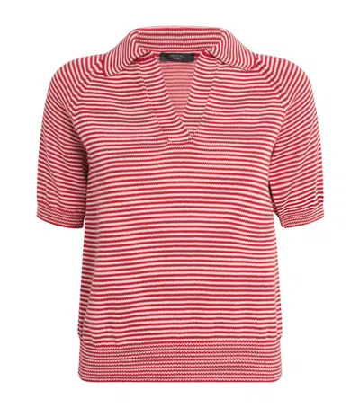 WEEKEND MAX MARA WEEKEND MAX MARA COTTON STRIPE OPEN POLO SHIRT
