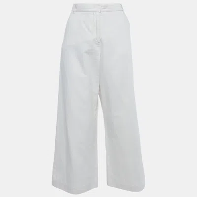 WEEKEND MAX MARA CREAM GABARDINE WIDE-LEG TROUSERS S