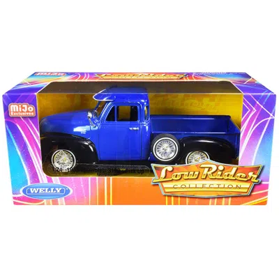 WELLY 1953 CHEVROLET 3100 PICKUP TRUCK LOW RIDER COLLECTION 1 BY 24 SCALE DIECAST MODEL CAR BLUE & BLACK