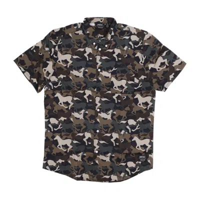 WESC ODEN WILD HORSES AOP SHIRT MEN'S SHORT SLEEVE SHIRT BLACK