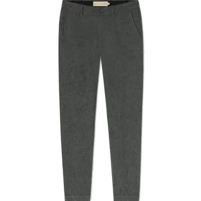 WESTON JON BOUCHER MEN'S GREY HAVANA COMFORT LINEN SLIM PANTS - CHARCOAL PEBBLE - THIRTY-ONE INSEAM LENGTH