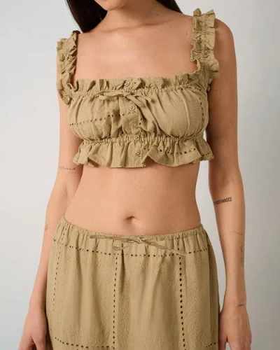 WEWOREWHAT WEWOREWHAT RUFFLE BUTTON CROP TOP
