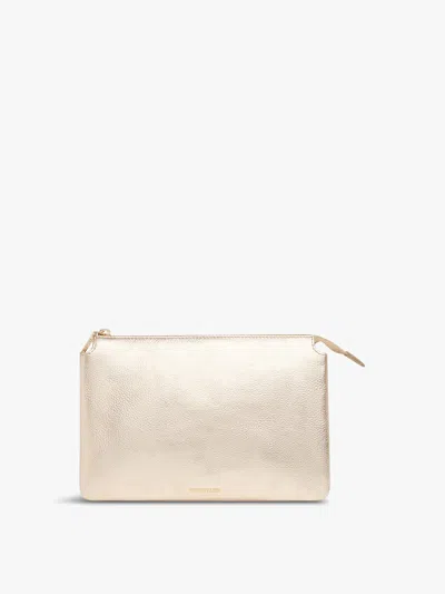 WHISTLES ELITA DOUBLE POUCH CLUTCH BAG, COW LEATHER