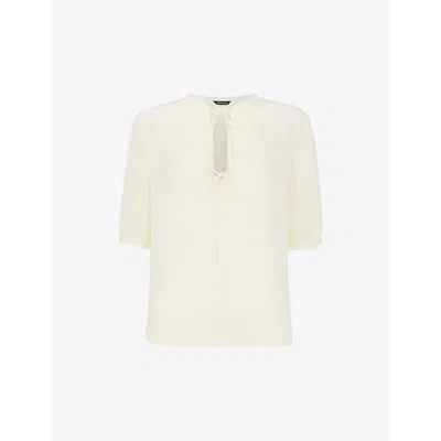 WHISTLES WOMENS WHITE JESSIE TIE-FRONT RELAXED-FIT WOVEN BLOUSE