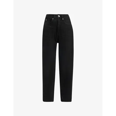 WHISTLES WOMENS BLACK AUTHENTIC BARREL-LEG HIGH-RISE JEANS