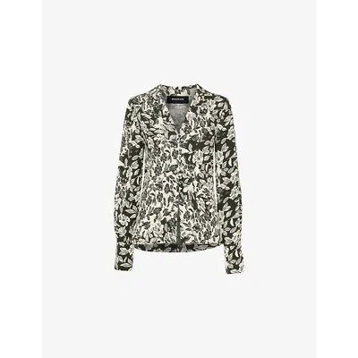 WHISTLES WOMENS MULTI-COLOURED FLORAL-PRINT BUTTON-DOWN WOVEN BLOUSE