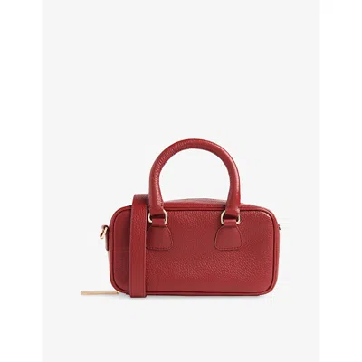 WHISTLES WOMENS RED LOIS BOWLING LEATHER CROSS-BODY BAG