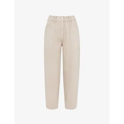 WHISTLES WOMENS CREAM TESSA REGULAR-FIT HIGH-RISE STRETCH-COTTON TROUSERS
