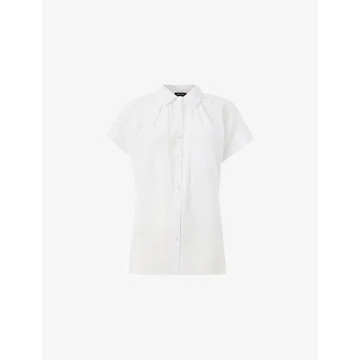 WHISTLES WOMENS WHITE NICOLA BUTTON-THROUGH SHORT-SLEEVE WOVEN SHIRT