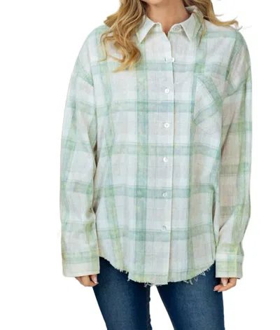WHITE BIRCH PLAID BUTTON DOWN TOP IN SAGE MULTI