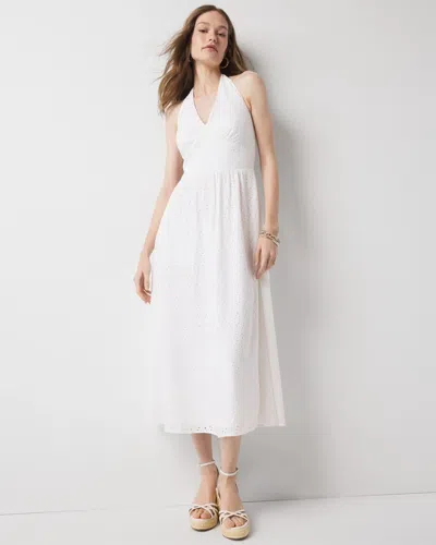 WHITE HOUSE BLACK MARKET EYELET HALTER MIDI DRESS