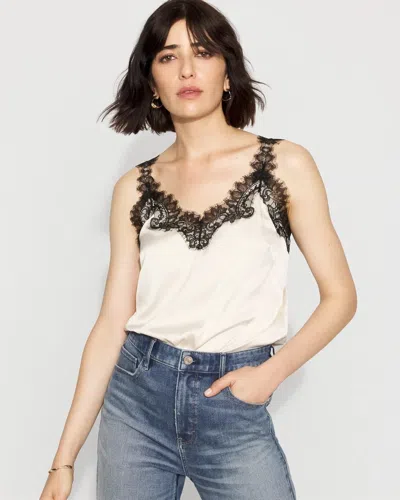 WHITE HOUSE BLACK MARKET LACE TRIMMED SATIN CAMISOLE TOP