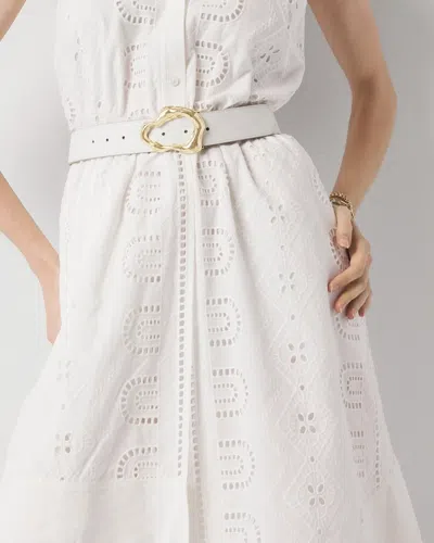 WHITE HOUSE BLACK MARKET PETITE COTTON EYELET ASYMMETRIC DRESS