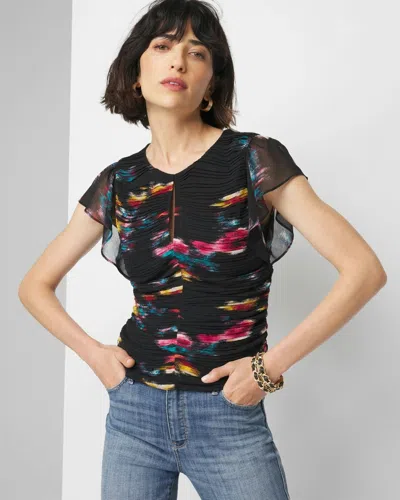 WHITE HOUSE BLACK MARKET PETITE KEYHOLE RUCHED FRONT SHELL TOP