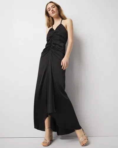 WHITE HOUSE BLACK MARKET PETITE SATIN HALTER MAXI DRESS