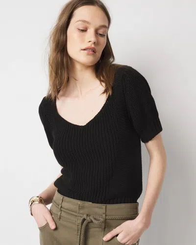 WHITE HOUSE BLACK MARKET PUFF SLEEVE SWEETHEART PULLOVER SWEATER