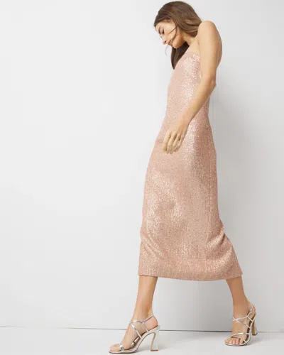 WHITE HOUSE BLACK MARKET STRAPLESS SEQUIN MIDI DRESS