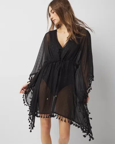 WHITE HOUSE BLACK MARKET TASSEL TRIMMED COVER-UP