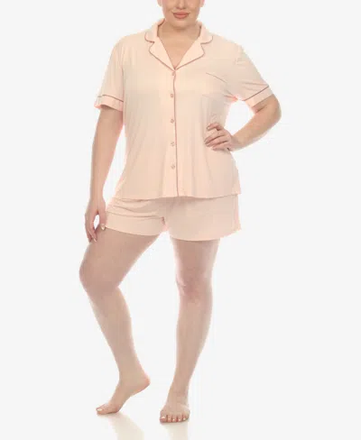 WHITE MARK PLUS SIZE 2 PC. SHORT SLEEVE PAJAMA SET