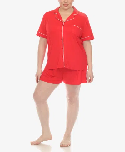 WHITE MARK PLUS SIZE 2 PC. SHORT SLEEVE PAJAMA SET