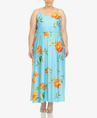 WHITE MARK PLUS SIZE FLORAL STRAP MAXI DRESS