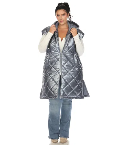WHITE MARK PLUS SIZE METALLIC PUFFER VEST JACKET