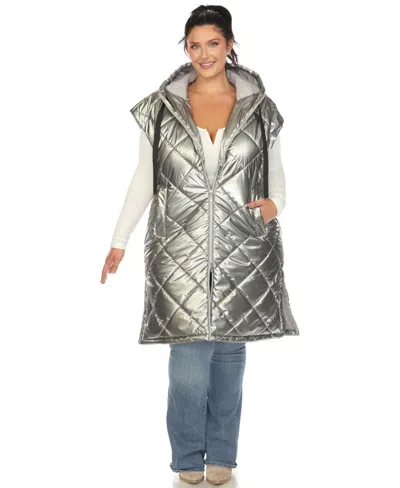 WHITE MARK PLUS SIZE METALLIC PUFFER VEST JACKET
