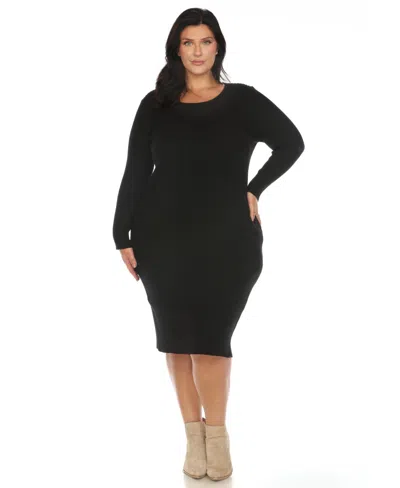 WHITE MARK PLUS SIZE RIB MIDI SWEATER DRESS