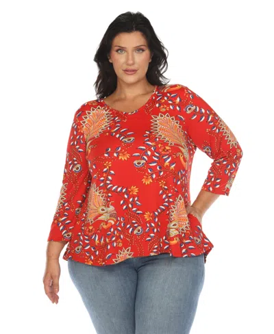 WHITE MARK PLUS SIZE VIBRANT BOHO SWING TOP