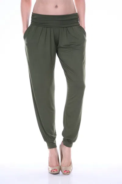 WHITE MARK WOMEN'S HAREM PANTS IN OLIVE