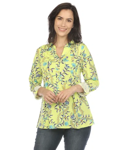 WHITE MARK WOMEN'S PAISLEY BUTTON FRONT TUNIC TOP