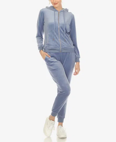 WHITE MARK WOMEN'S VELOUR TRACKSUIT LOUNGEWEAR 2PC SET