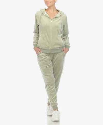 WHITE MARK WOMEN'S VELOUR TRACKSUIT LOUNGEWEAR 2PC SET