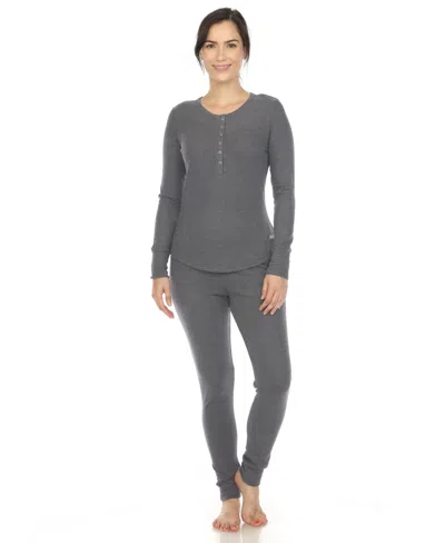 WHITE MARK WOMEN'S WAFFLE PAJAMA SET