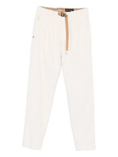WHITE SAND BELTED CORDUROY TROUSERS