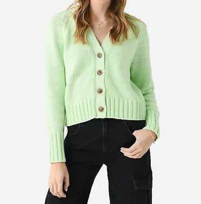 WHITE + WARREN WHITE + WARREN COTTON ROPE BUTTON CARDIGAN IN LIME CORD - SIZE L
