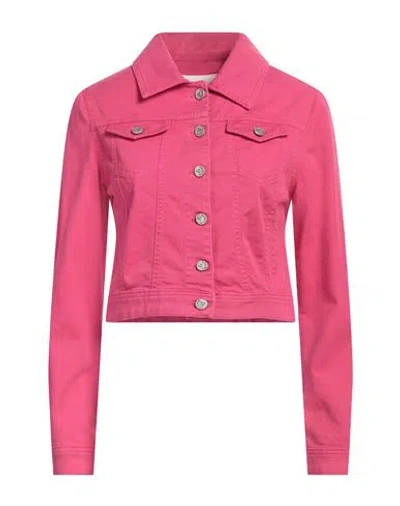 WHITE WISE WHITE WISE WOMAN DENIM OUTERWEAR FUCHSIA SIZE 6 COTTON, ELASTANE