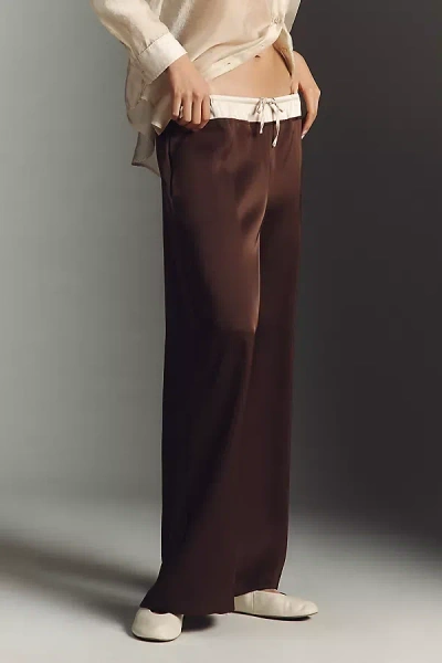 WHITEROOM+CACTUS CONTRAST WAIST SATIN TROUSERS PANTS