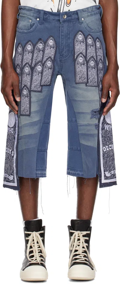 WHO DECIDES WAR BLUE PATCH ARCHED CARPENTER SHORTS