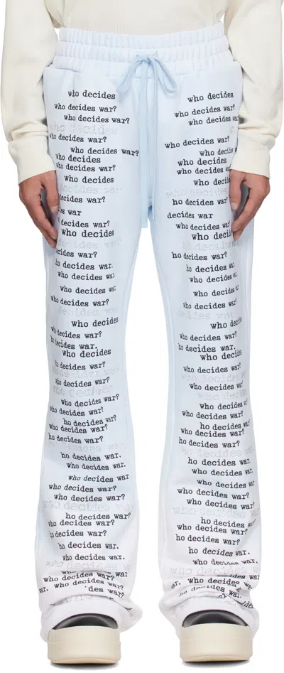 WHO DECIDES WAR BLUE WDW SCRIPTURE SWEATPANTS