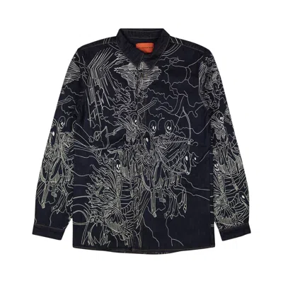 WHO DECIDES WAR WHO DECIDES WAR DENIM EMBROIDED FOUR HORSEMAN WORKSHIRT 'BLUE'