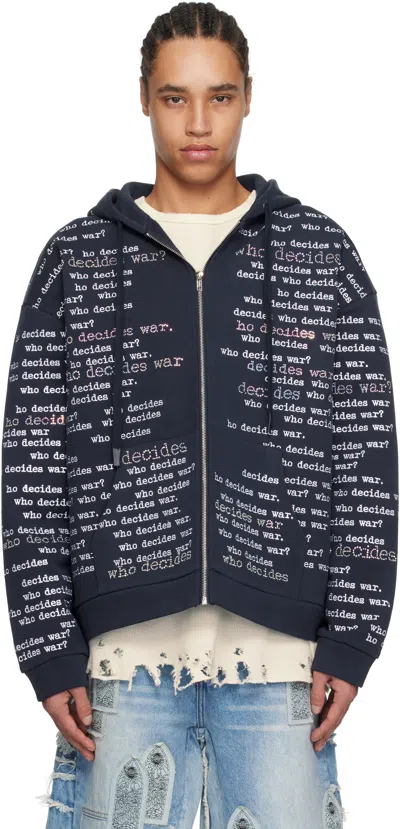 WHO DECIDES WAR NAVY WDW SCRIPTURE ZIPPER HOODIE
