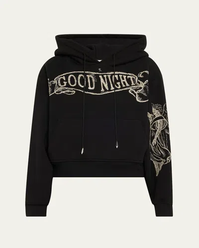 WIEDERHOEFT GOOD NIGHT EMBROIDERED CROPPED HOODIE