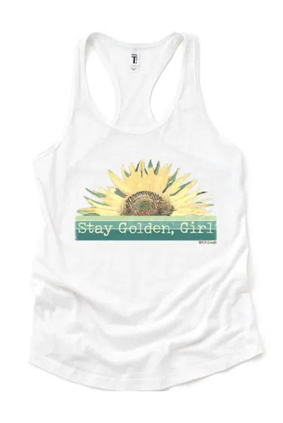 WILD LUCILLE WOMEN'S "STAY GOLDEN, GIRL" GRAPHIC TANK IN WHITE