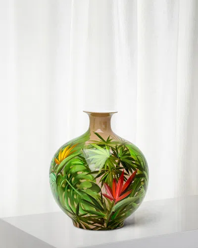 WINWARD HOME HANDPAINTED GREENERY BOTTLE VASE